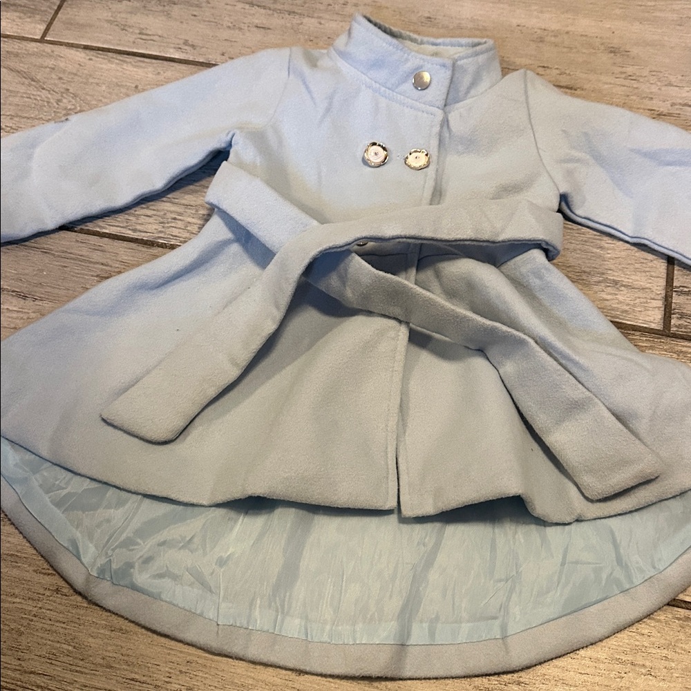 Light Blue Double-Breasted Cape Cinderella Princess Style Dress Coat Toddler 2-4